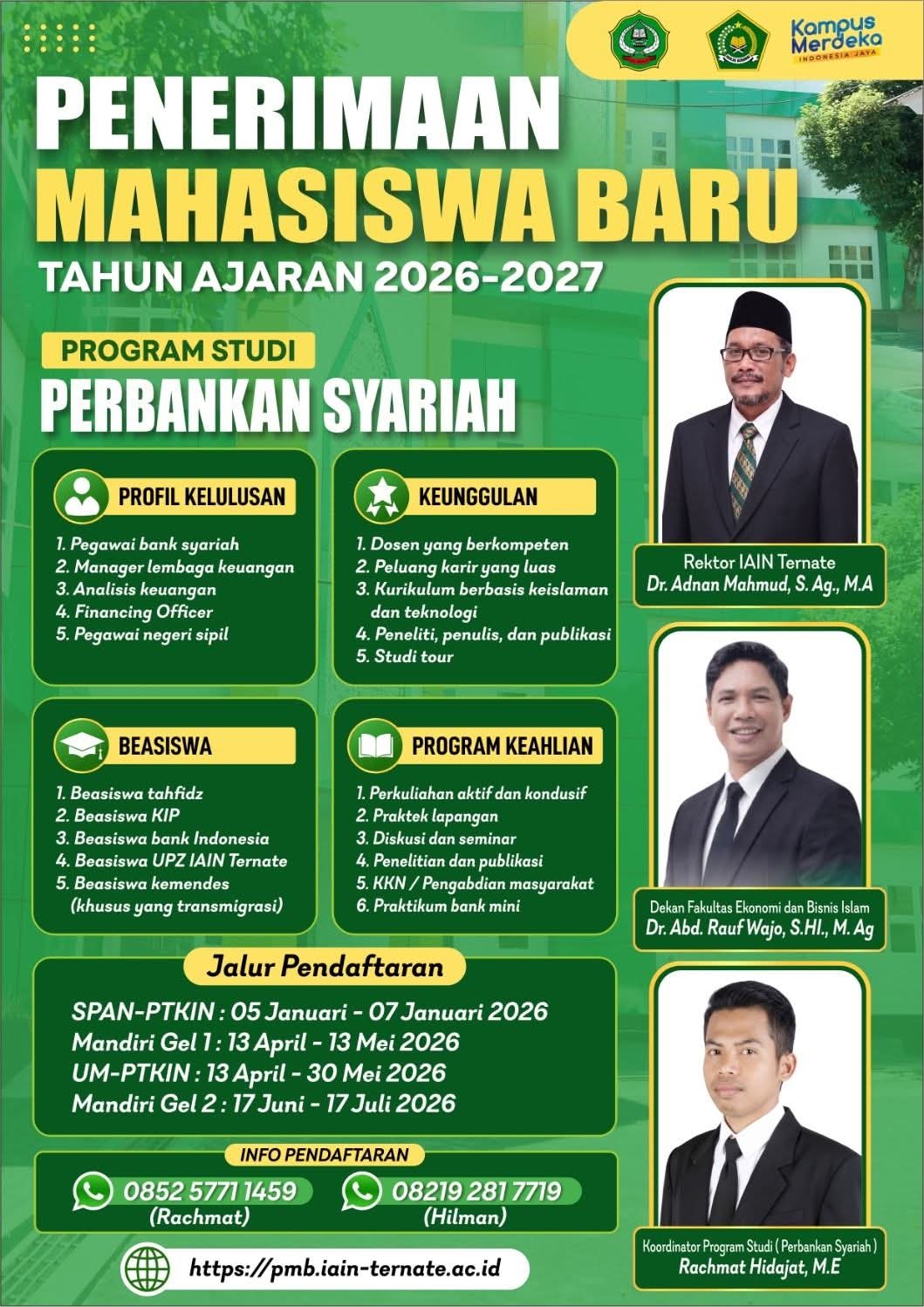 Pengumuman  Penerimaan Mahasiswa Baru IAIN Ternate Tahun Akademik 2026-2027